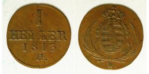 SAXONY ALBERTINE 1 Heller 1813 H - Copper - Friedrich August III. - VF/XF - 3143
