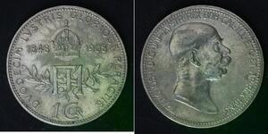 AUSTRIA 1 Corona ND(1908) - Silver 0.835 - 60th Ann. of Reign - VF - 406
