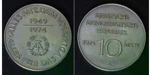 GERMANY (DDR) 10 Mark 1974 A - Copper/Nickel - 25th Anniversary - XF - 319
