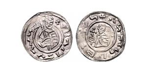 Tschechien-Böhmen. Wratislav II., Herzog 1054-1061-1092. Pfennig, Olmütz. 0,98 g. VRATISLAVS Brustbild mit Fahne von vorn / SCS PETRVS Der Heilige mit Kreuzstab nach links. Cach 333, Auktion Lanz ...