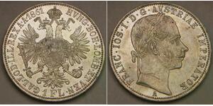 AUSTRIA 1 Florin 1861 A - Silver 0.9 - Franz Joseph I. - aUNC - 3113 *