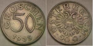 AUSTRIA 50 Groschen 1935 - Copper-Nickel - XF - 3166 *