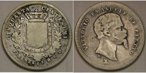 TUSCANY (Italy) 50 Centesimi 1860 - Silver 0.9 - Vittorio Emanuele II -VF -1819*