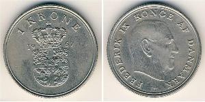 1 Krone Dinamarca Níquel/Cobre Federico IX de Dinamarca (1899 - 1972)