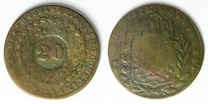 BRAZIL 20 Reis ND - Copper - Countermarked - 2316