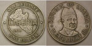 LIBERIA 1 Dollars 1976 - Copper-Nickel - W. R. Tolbert Jr - VF/XF - 4129 *