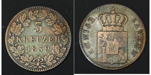 BAVARIA (German State) 3 Kreuzer 1839 - Silver 0.333 - Ludwig I. - 537