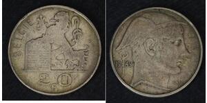 20 Franc Belgique Argent Léopold III (roi des Belges)