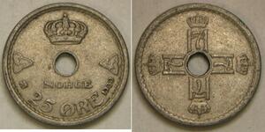 NORWAY 25 Ore 1939 - Copper-Nickel - Haakon VII. - XF - 2577 *