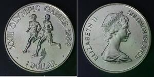 SOLOMON ISLANDS 1 Dollar 1984 - Copper/Nickel - 1984 Olympics - aUNC - 4539