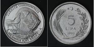 TURKEY 5 Lira 1980 - Stainless Steel - F.A.O. - aUNC - 4373