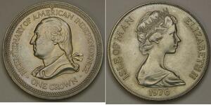 ISLE OF MAN 1 Crown 1976 - American Independence Bicentenary - XF/aUNC - 2933 *
