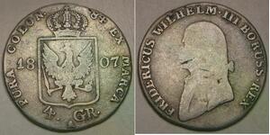 PRUSSIA 4 Groschen 1807 A - Silver 0.52 - Friedrich Wilhelm III. - VF - 2629 *