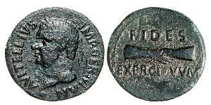 VITELLIO (69) Asse, Tarraco. D/ Testa laureata R/ Mani giunte. Coh. 34 RIC 42 Tredici 22 Ae g 9,62 Molto rara MB