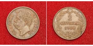  
 
   1900, Kingdom of Italy, Umberto I. Beautiful Copper 2 Centesimi Coin. XF-AU!   Mint Years: 1900  Reference: KM-30.  Mint Place: Rome (R)  Denomination: 2 Centesimi  Condition: A nice XF-AU ...