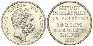 2 Марка Саксония (королевство) (1806 - 1918) Серебро Альберт (король Саксонии)