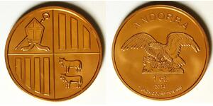 ANDORRA 1 Centim 2014 - Copper - Golden Eagle - Copper Bullion - aUNC - 3825