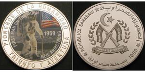 WESTERN SAHARA 1000 Pesetas 1997 Proof - 1st Man on the Moon - 1330 