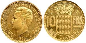 10 Franc Principato di Monaco (1297 - ) Oro Ranieri III di Monaco
