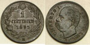 ITALY 1 Centesimo 1897 R - Copper - Umberto I. - aUNC - 1792 *