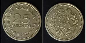 ESTONIA 25 Senti 1928 - Nickel/Bronze - VF - 3815