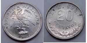 Mexico - 1903 Zs Z - Silver 20 Centavos - KM# 405.3