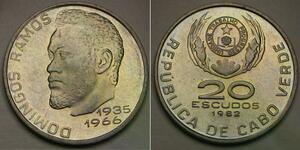CAPE VERDE 20 Escudos 1982 - Cu-Ni - Domingos Ramos - aUNC -418*