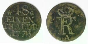 PRUSSIA 1/48 Thaler 1773 A - Silver 0.250 - Friedrich II. - VF - 789