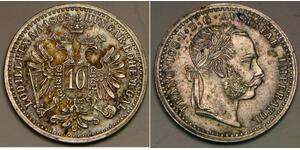 AUSTRIA 10 Kreuzer 1868 - Silver 0.4 - Franz Joseph I. - aUNC/UNC - 106 *