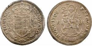 Hongrie, Franz II Rákóczi, demi-thaler, 1706 A/MO: NOV: ARG: - REG: HVNG:. Écu couronné. R/.PATRONA. - HVNG: (date). La Vierge assise de face avec l'Enfant dans les bras, autour (atelier). TTB+,  ...