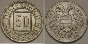 AUSTRIA 50 Groschen 1934 - Copper-Nickel - Nachtschilling - XF/aUNC - 1810 *