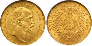 10 Mark Anhalt-Dessau (1603 -1863) Oro Federico I di Anhalt (1831-1904)
