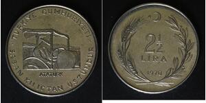 TURKEY 2-1/2 Lira 1970 - Stainless Steel - F.A.O. - aUNC - 2260