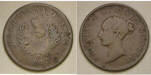 NOVA SCOTIA (Canada) 1/2 Penny 1843 - Copper - Queen Victoria - F/VF - 1044 *