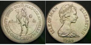 ISLE OF MAN 1 Crown 1984 - Summer Olympics Equestrian - aUNC - 2088 