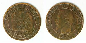 FRANCE 1 Centime 1855 A - Bronze - Napoleon III. - VF - 4158