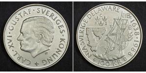  
  1988, Sweden, Carl XVI Gustaf. Silver 100 Kronor 
