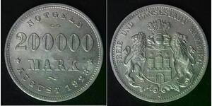 HAMBURG 200000 Mark 1923 - Aluminum - Notgeld / Emergency Money - aUNC - 2274