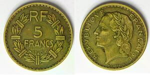 FRANCE 5 Francs 1940(a) - Aluminum/Bronze - VF - 4239