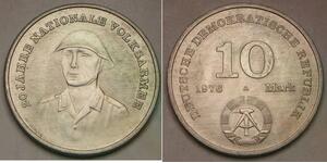 GERMANY (DDR) 10 Mark 1976 A - 20th Anniver. National People's Army - aUNC - 85*