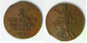 BRUNSWICK LUNEBURG CALENBERG HANNOVER 1 Pfenning 1782 S - George III. - 1210