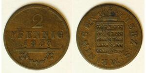 SAXE MEININGEN (German State) 2 Pfennig 1833 - Copper - Bernhard II. - 3061