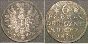 BRANDENBURG-PRUSSIA (German State) 6 Pfennig 1688 - Silver - F/VF - 3326 