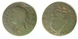 IRELAND 1/2 Penny 1746 - Copper - George II. - 4441