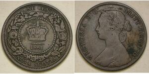 NOVA SCOTIA (Canada) 1 Cent 1861 - Bronze - Queen Victoria - VF - 1046 *
