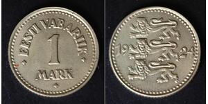 ESTONIA 1 Mark 1924 - Nickel/Bronze - XF - 3793