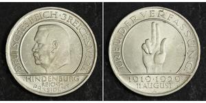 3 Mark Weimarer Republik (1918-1933) Silber Paul von Hindenburg