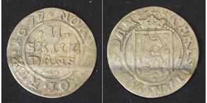 DENMARK 2 Skilling 1677 - Silver 0.281 - Christian V. - 4216