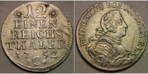 PRUSSIA 1/12 Thaler 1752 C - Billon / Silver 0.375 - Friedrich II. - XF - 3637 *