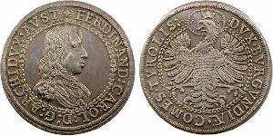 Autriche, Ferdinand-Charles, archiduc, double thaler, s.d. (1646) Hall A/(différent) FERDINAND: CAROL: D: G: ARCHIDVX. AVST. Buste cuirassé et orné de la Toison d'or à droite. R/DVX. BVRGVNDIÆ. C ...